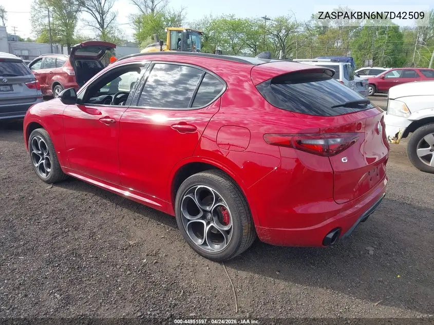 2022 Alfa Romeo Stelvio Veloce Ti Awd VIN: ZASPAKBN6N7D42509 Lot: 44951597