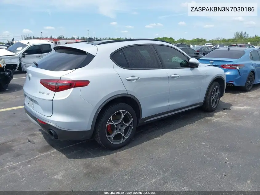 2022 Alfa Romeo Stelvio Ti Awd VIN: ZASPAKBN3N7D30186 Lot: 45059352