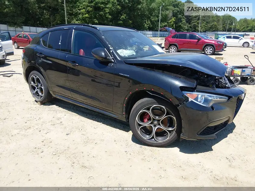 2022 Alfa Romeo Stelvio Veloce Ti Awd VIN: ZASPAKBN2N7D24511 Lot: 45238639