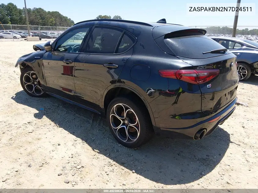 2022 Alfa Romeo Stelvio Veloce Ti Awd VIN: ZASPAKBN2N7D24511 Lot: 45238639