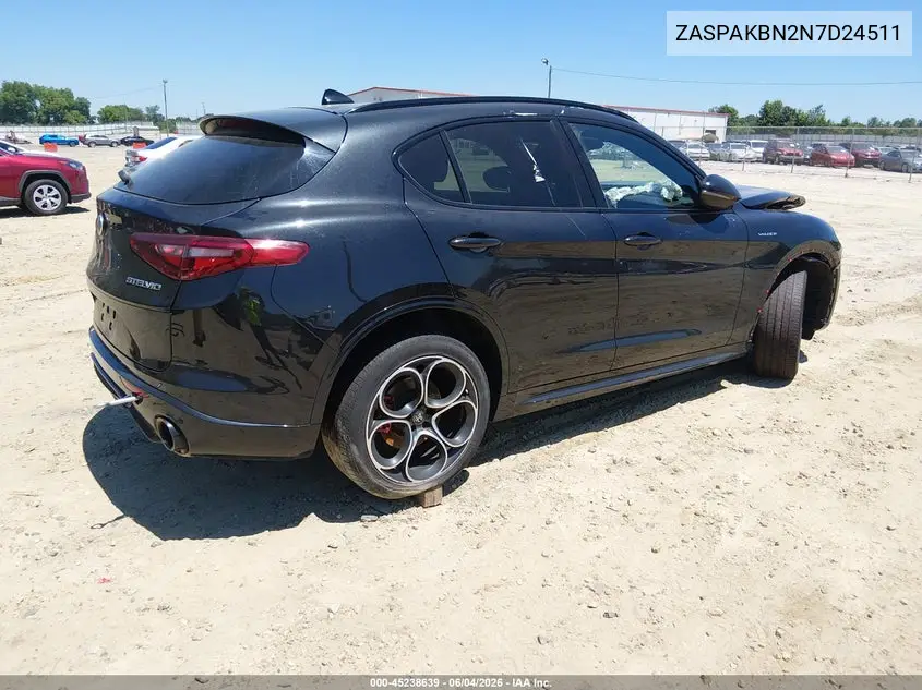 2022 Alfa Romeo Stelvio Veloce Ti Awd VIN: ZASPAKBN2N7D24511 Lot: 45238639