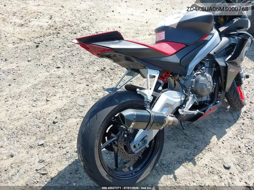 2021 Aprilia Rs 660 VIN: ZD4KSUA06MS000768 Lot: 45527271