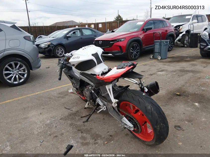 2024 Aprilia Rs 660 Extrema VIN: ZD4KSUR04RS000313 Lot: 44701178