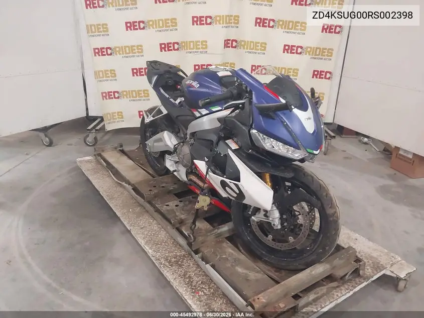 2024 Aprilia Rs 660 VIN: ZD4KSUG00RS002398 Lot: 45492978