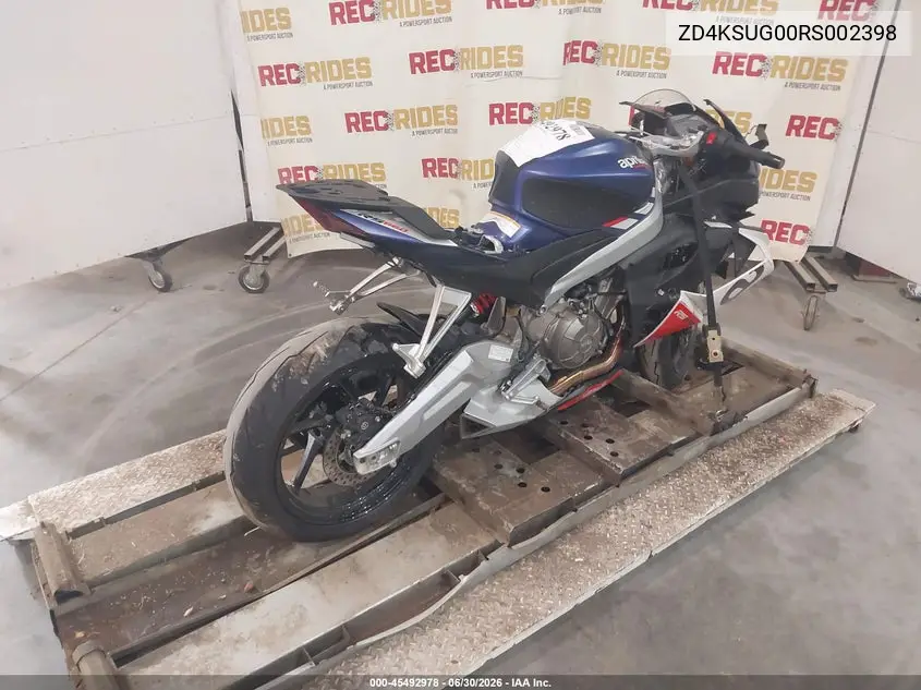 2024 Aprilia Rs 660 VIN: ZD4KSUG00RS002398 Lot: 45492978
