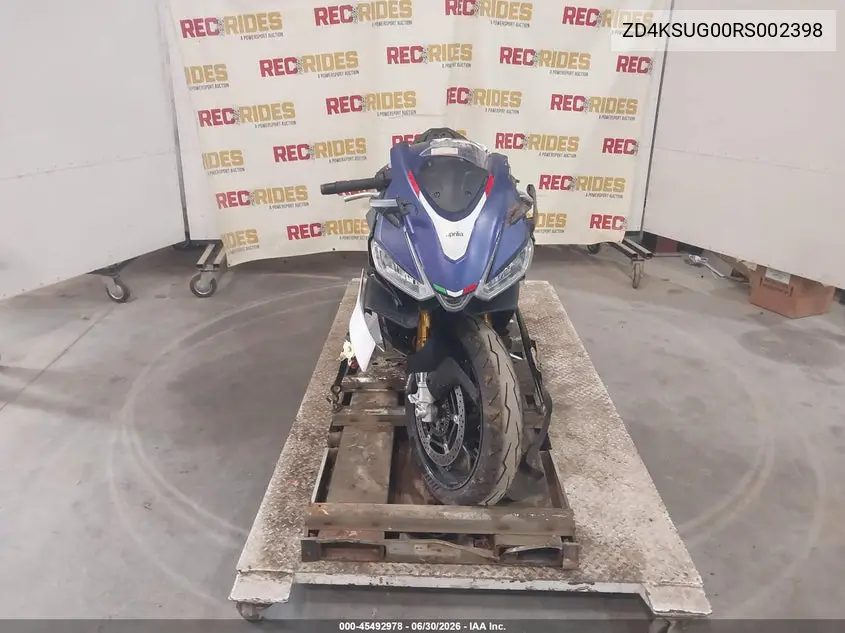 2024 Aprilia Rs 660 VIN: ZD4KSUG00RS002398 Lot: 45492978