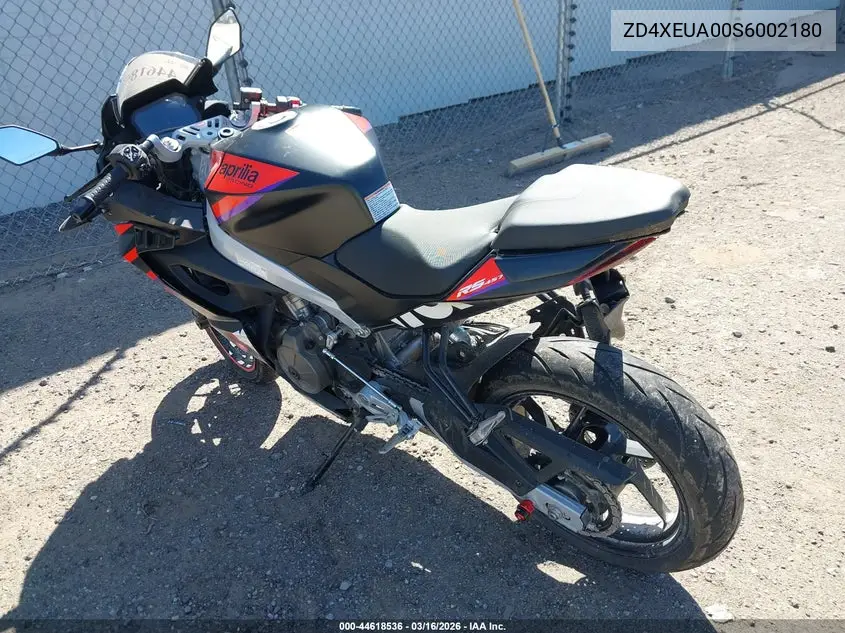 2025 Aprilia Rs 457 VIN: ZD4XEUA00S6002180 Lot: 44618536