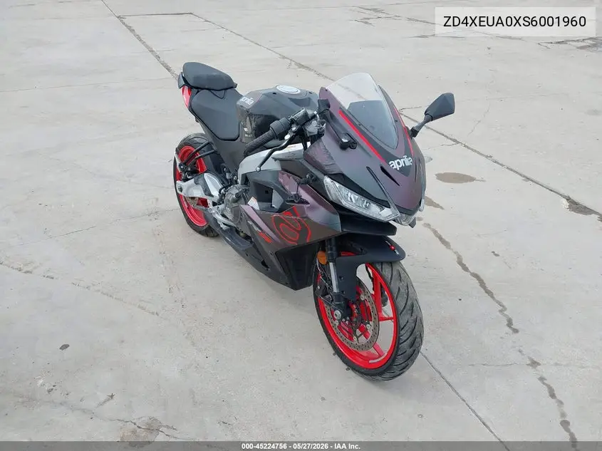 2025 Aprilia Rs 457 VIN: ZD4XEUA0XS6001960 Lot: 45224756