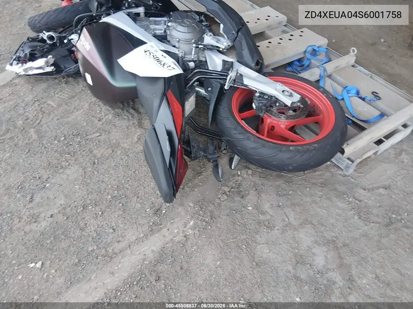 2025 Aprilia Rs 457 VIN: ZD4XEUA04S6001758 Lot: 45506837