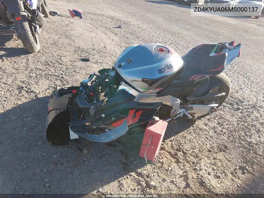 2021 Aprilia Rsv4 1100 VIN: ZD4KYUA06MS000137 Lot: 45507859