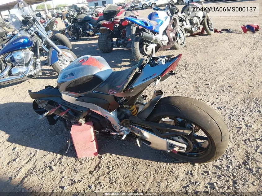 2021 Aprilia Rsv4 1100 VIN: ZD4KYUA06MS000137 Lot: 45507859