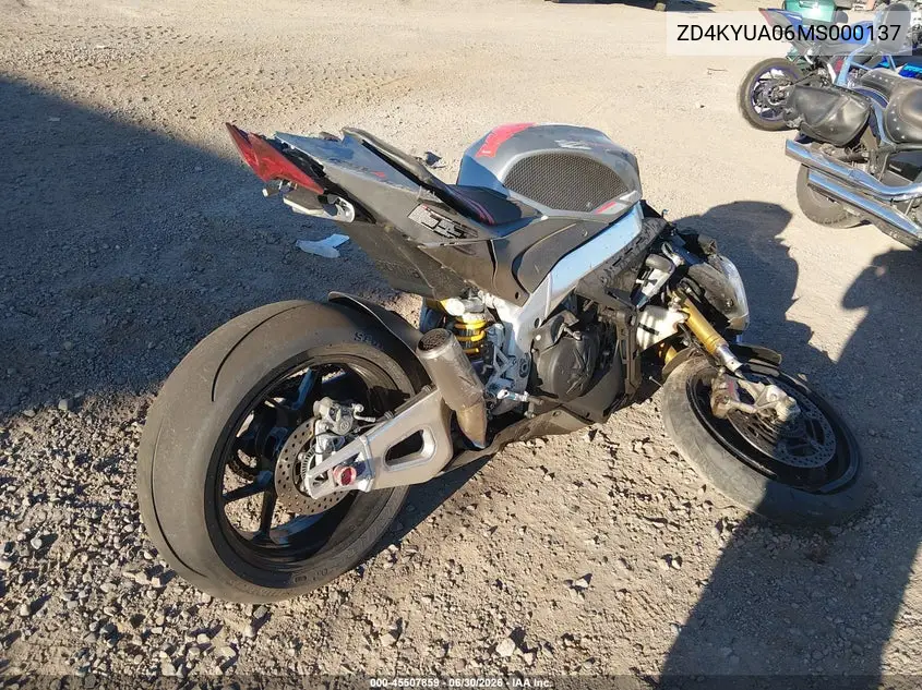 2021 Aprilia Rsv4 1100 VIN: ZD4KYUA06MS000137 Lot: 45507859