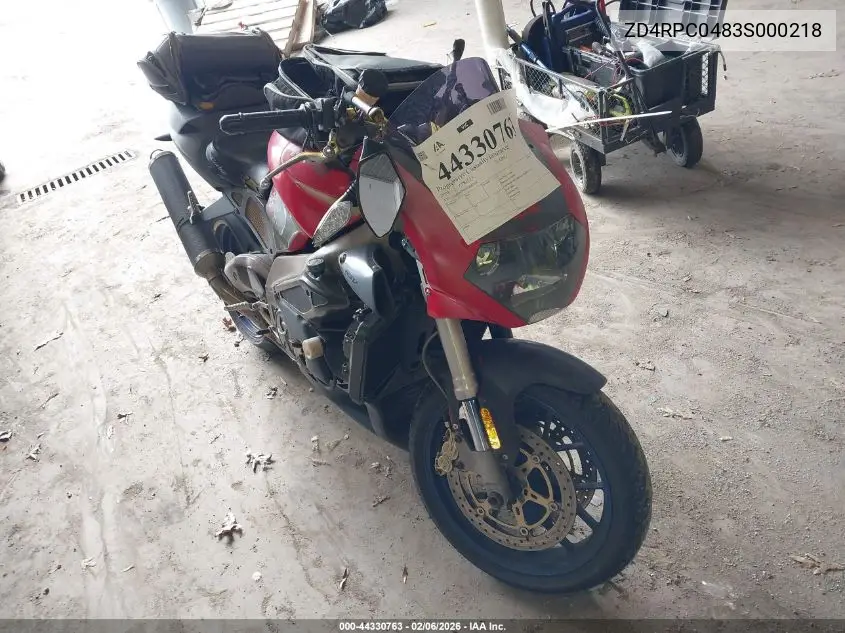 2003 Aprilia Tuono 1000 VIN: ZD4RPC0483S000218 Lot: 44330763