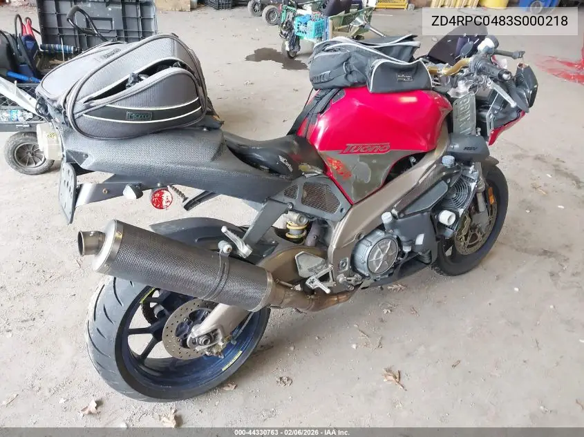 2003 Aprilia Tuono 1000 VIN: ZD4RPC0483S000218 Lot: 44330763