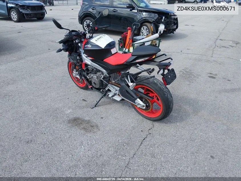 2021 Aprilia Tuono 660 VIN: ZD4KSUE0XMS000671 Lot: 44842729