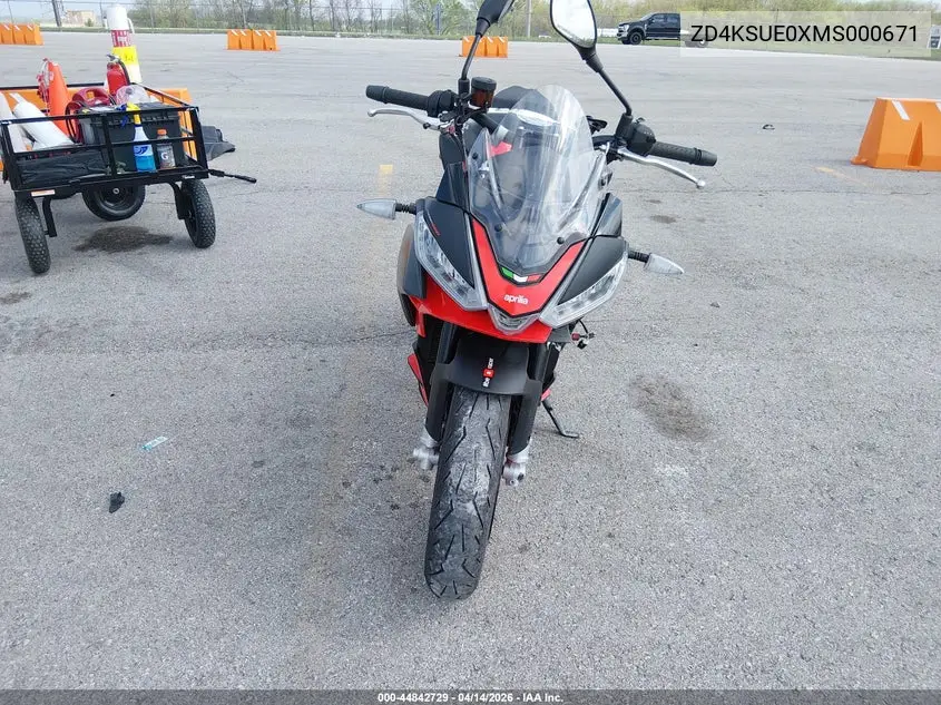 2021 Aprilia Tuono 660 VIN: ZD4KSUE0XMS000671 Lot: 44842729
