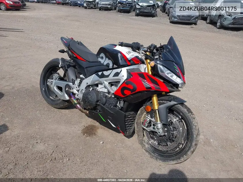 2024 Aprilia Tuono V4 1100 Factory VIN: ZD4KZUB04RS001175 Lot: 44937303