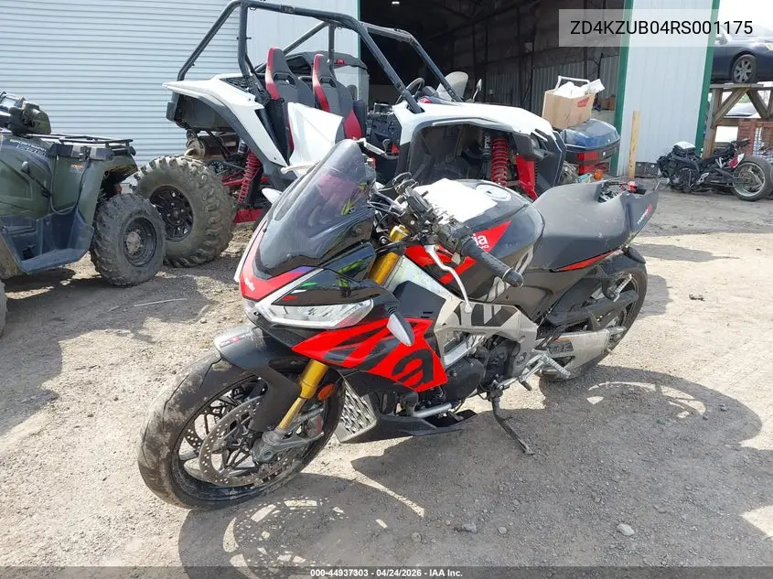 2024 Aprilia Tuono V4 1100 Factory VIN: ZD4KZUB04RS001175 Lot: 44937303