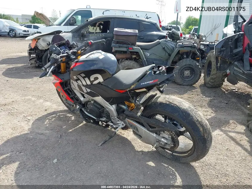 2024 Aprilia Tuono V4 1100 Factory VIN: ZD4KZUB04RS001175 Lot: 44937303