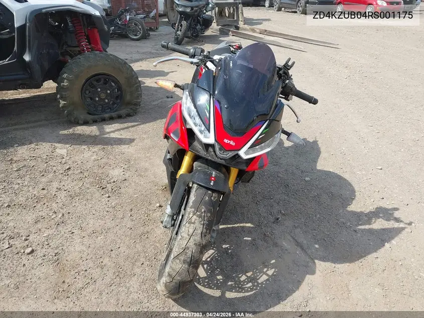 2024 Aprilia Tuono V4 1100 Factory VIN: ZD4KZUB04RS001175 Lot: 44937303
