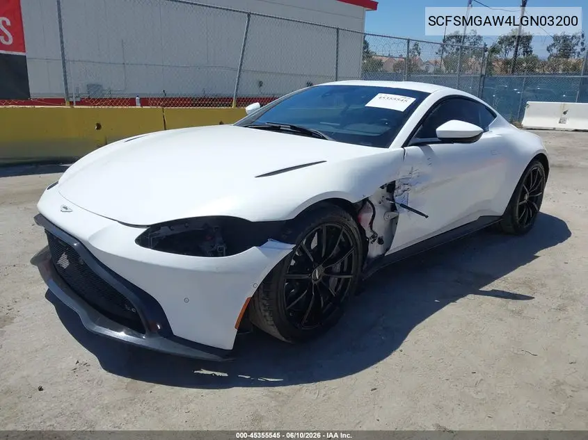 2020 Aston Martin Vantage VIN: SCFSMGAW4LGN03200 Lot: 45355545