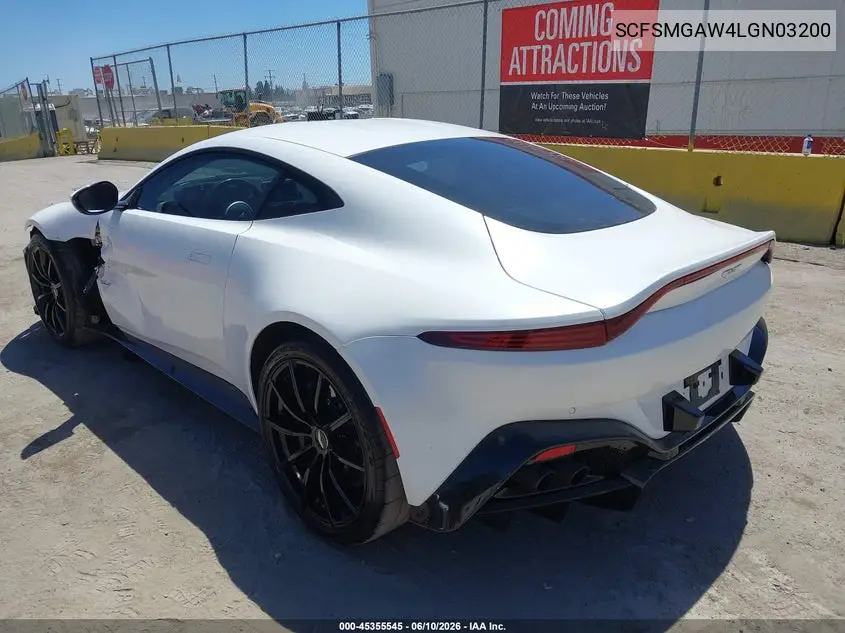 2020 Aston Martin Vantage VIN: SCFSMGAW4LGN03200 Lot: 45355545