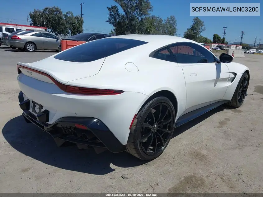 2020 Aston Martin Vantage VIN: SCFSMGAW4LGN03200 Lot: 45355545