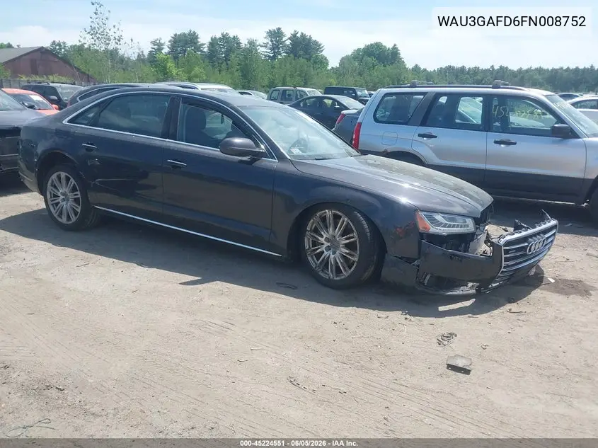 2015 Audi A8 L 3.0T VIN: WAU3GAFD6FN008752 Lot: 45224551