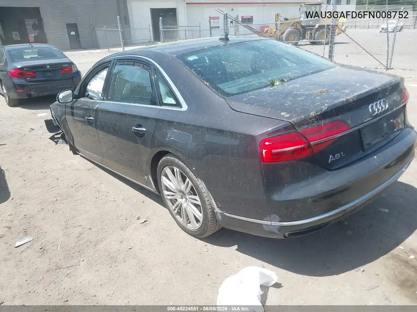 2015 Audi A8 L 3.0T VIN: WAU3GAFD6FN008752 Lot: 45224551