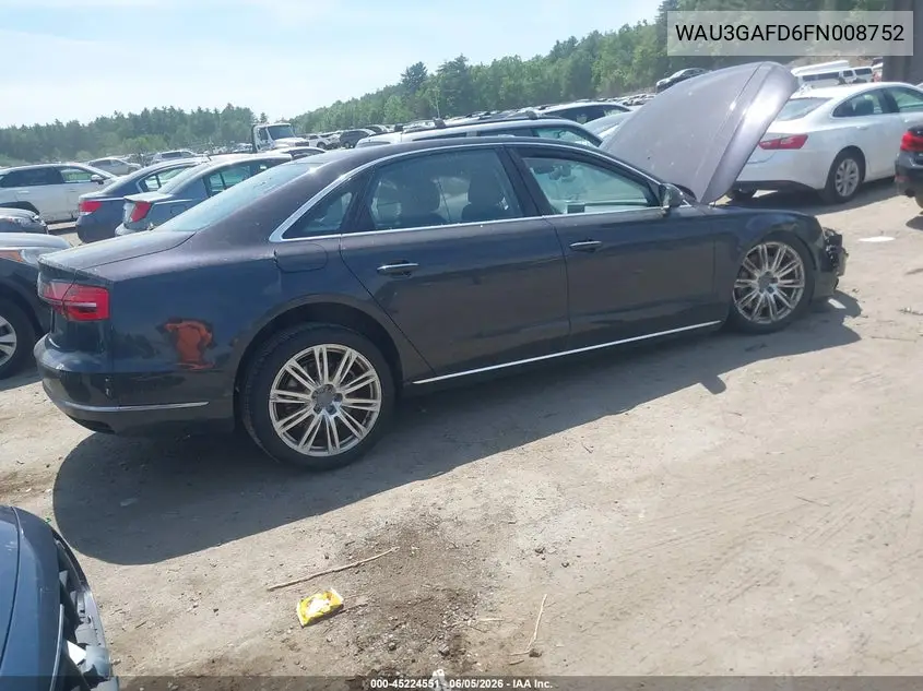 2015 Audi A8 L 3.0T VIN: WAU3GAFD6FN008752 Lot: 45224551