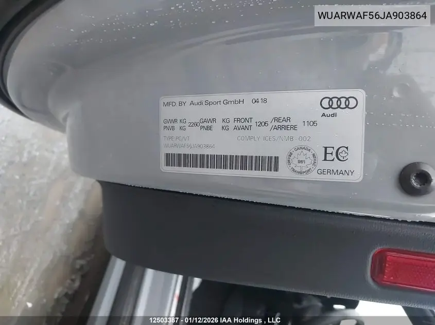 2018 Audi Rs 5 2.9 VIN: WUARWAF56JA903864 Lot: 12503387