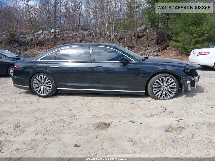 2019 Audi A8 L 55 VIN: WAU8DAF84KN003366 Lot: 44785439