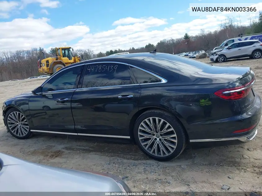 2019 Audi A8 L 55 VIN: WAU8DAF84KN003366 Lot: 44785439