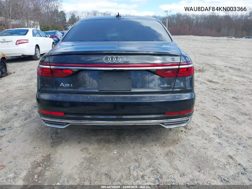 2019 Audi A8 L 55 VIN: WAU8DAF84KN003366 Lot: 44785439