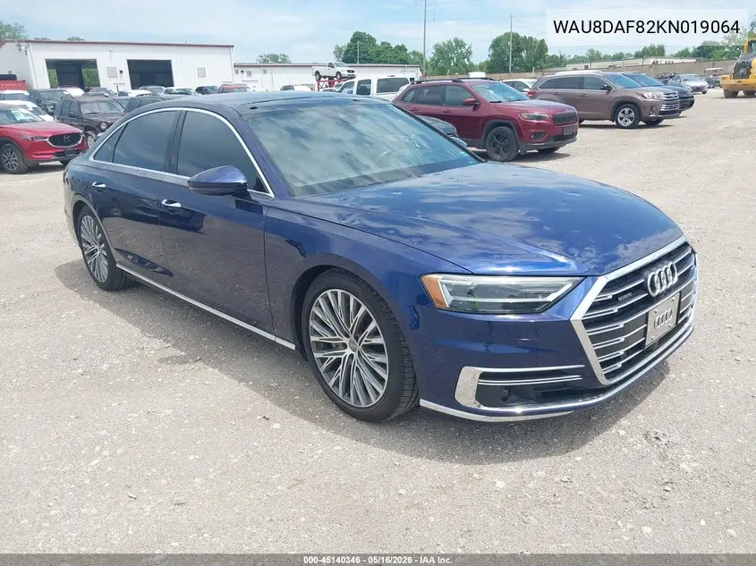 2019 Audi A8 L 55 VIN: WAU8DAF82KN019064 Lot: 45140346