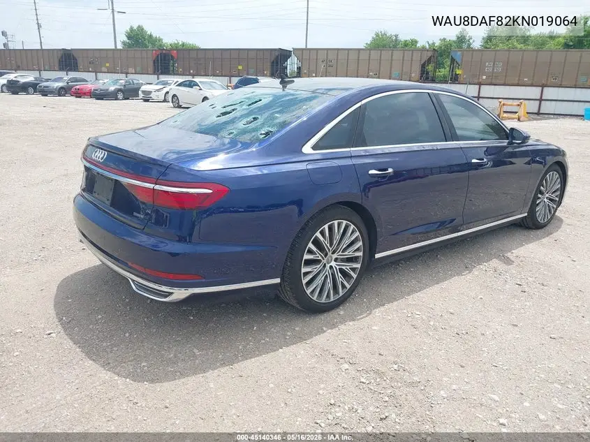 2019 Audi A8 L 55 VIN: WAU8DAF82KN019064 Lot: 45140346