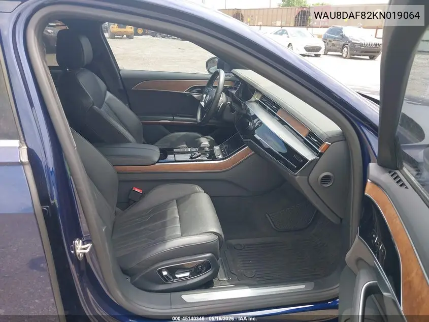 2019 Audi A8 L 55 VIN: WAU8DAF82KN019064 Lot: 45140346