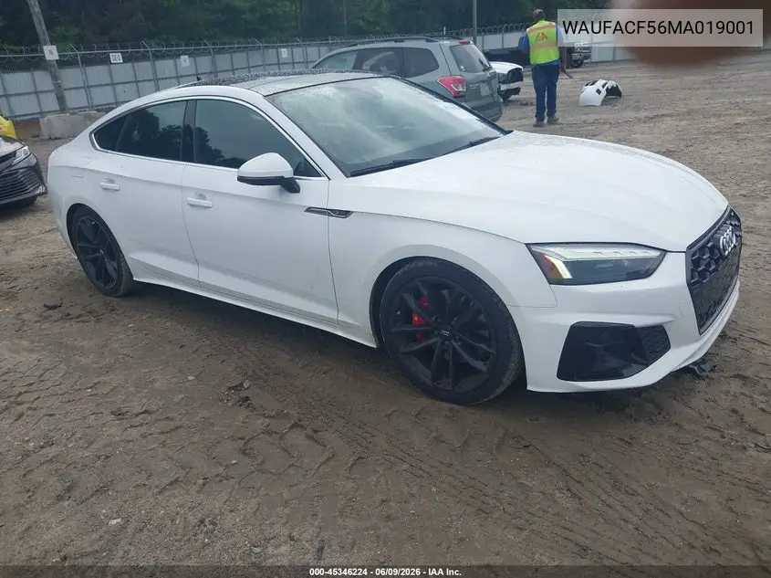 2021 Audi A5 Sportback Premium Plus 45 Tfsi Quattro S Tronic VIN: WAUFACF56MA019001 Lot: 45346224