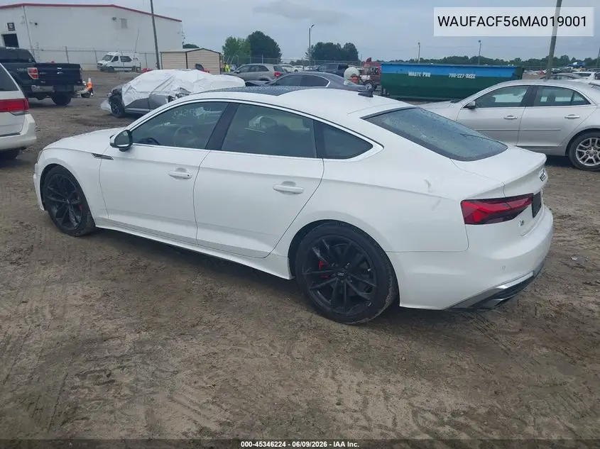 2021 Audi A5 Sportback Premium Plus 45 Tfsi Quattro S Tronic VIN: WAUFACF56MA019001 Lot: 45346224