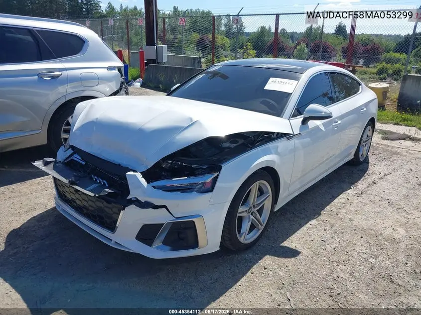 2021 Audi A5 Sportback Premium 45 Tfsi Quattro S Tronic VIN: WAUDACF58MA053299 Lot: 45354112