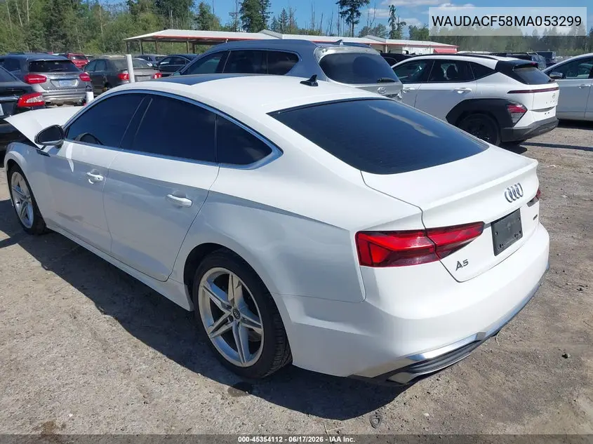2021 Audi A5 Sportback Premium 45 Tfsi Quattro S Tronic VIN: WAUDACF58MA053299 Lot: 45354112