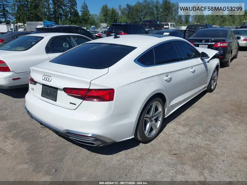 2021 Audi A5 Sportback Premium 45 Tfsi Quattro S Tronic VIN: WAUDACF58MA053299 Lot: 45354112