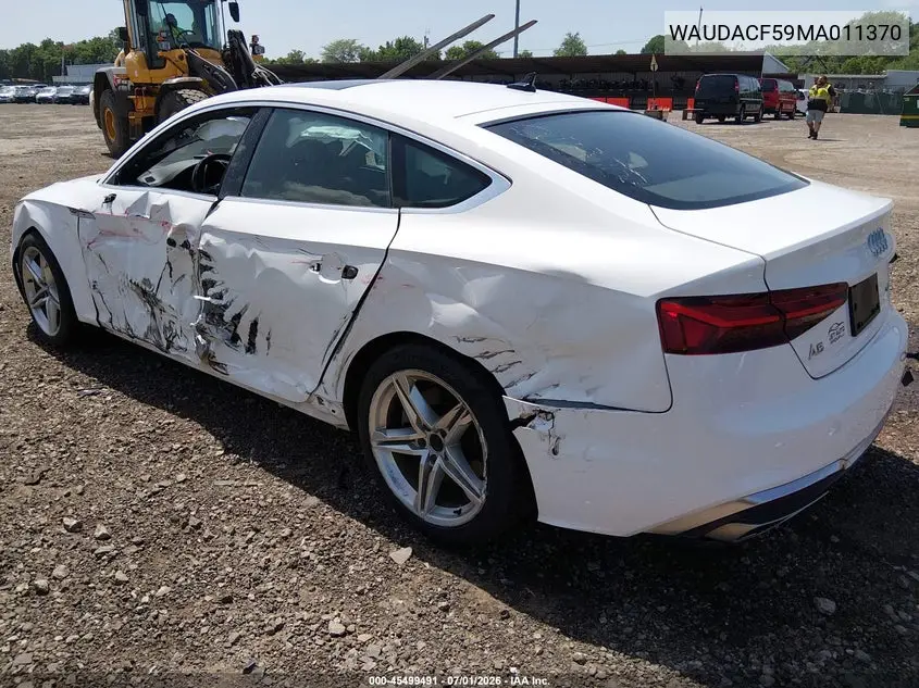 2021 Audi A5 Sportback Premium 45 Tfsi Quattro S Tronic VIN: WAUDACF59MA011370 Lot: 45499491