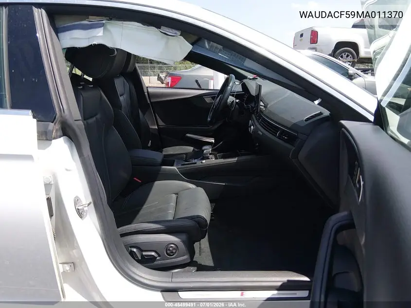 2021 Audi A5 Sportback Premium 45 Tfsi Quattro S Tronic VIN: WAUDACF59MA011370 Lot: 45499491