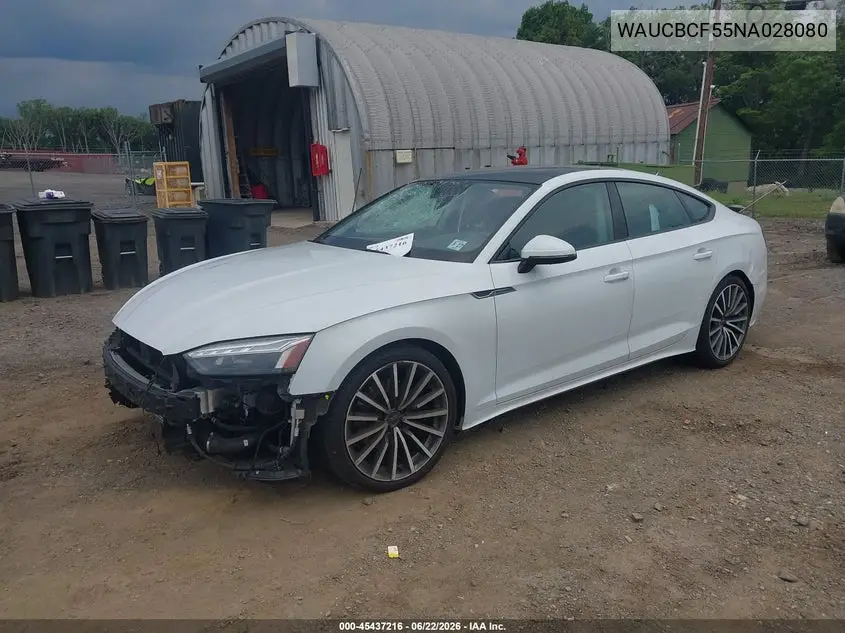 2022 Audi A5 Sportback Premium Plus 40 Tfsi Quattro S Tronic VIN: WAUCBCF55NA028080 Lot: 45437216