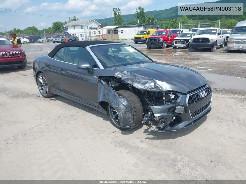 2023 Audi A5 Cabriolet Premium Plus 45 Tfsi S Line Quattro S Tronic VIN: WAU4AGF58PN003118 Lot: 45356838
