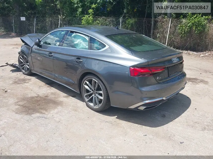 2023 Audi A5 Sportback Premium Plus 45 Tfsi S Line Quattro S Tronic VIN: WAUFACF51PA030847 Lot: 45599739