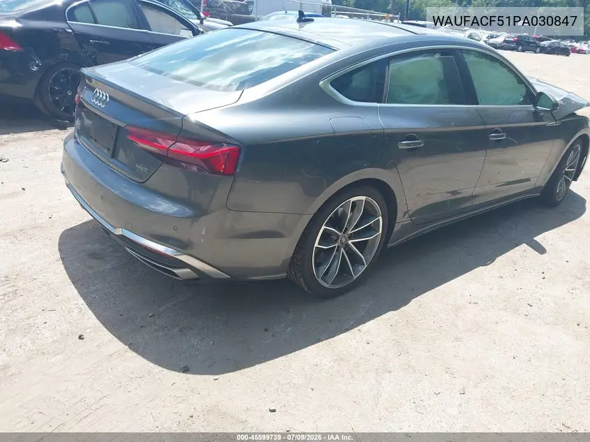 2023 Audi A5 Sportback Premium Plus 45 Tfsi S Line Quattro S Tronic VIN: WAUFACF51PA030847 Lot: 45599739