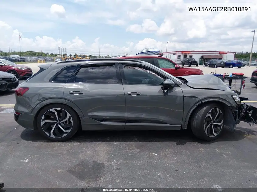 2024 Audi Q8 E-Tron Premium Plus Quattro VIN: WA15AAGE2RB010891 Lot: 45531646
