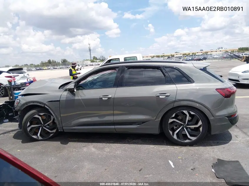 2024 Audi Q8 E-Tron Premium Plus Quattro VIN: WA15AAGE2RB010891 Lot: 45531646